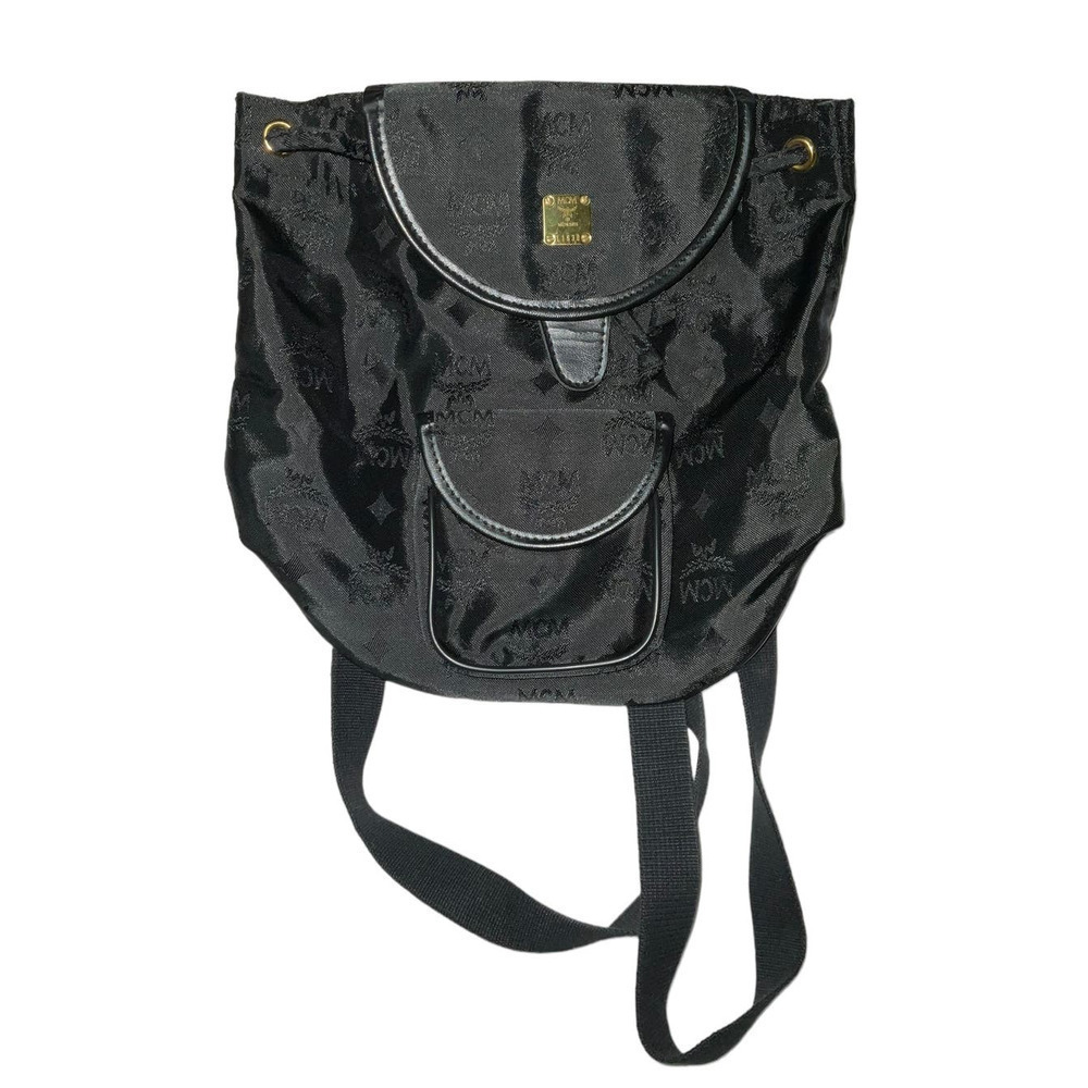 MCM Logo Nylon Small Black Backpack - Picture 8 of 15